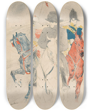 Triptych art skateboard deck of Henri De Toulouselautrec Napoleon by Henri de Toulouse-Lautrec (1864-1901)