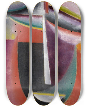 Triptych art skateboard deck of Alexej Von Jawlensky Abstract Head Mysterium by Alexej Von Jawlensky (1864-1941)