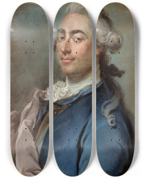 Triptych art skateboard deck of Gustaf Lundberg A Young Aristocrat by Gustaf Lundberg (1695-1786)