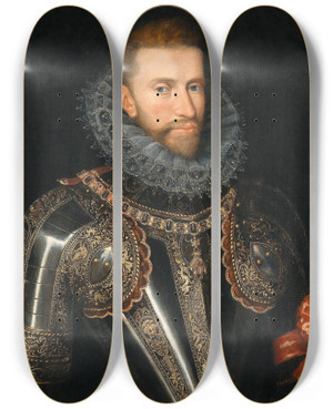 Triptych art skateboard deck of Habsburg Court Painter A Portrait Of Archduke Albrecht Vii Governor Of The Spanish Netherlands 15591621 by Habsburg Court Painter