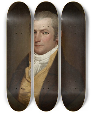 Triptych art skateboard deck of John Trumbull Portrait Of A Man by John Trumbull (1756-1843)