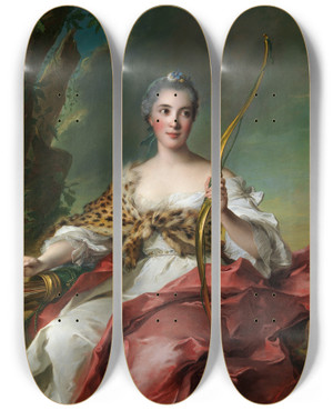 Triptych art skateboard deck of Jeanmarc Nattier Madame Bergeret De Frouville As Diana by Jean Marc Nattier (1685-1766)