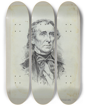 Triptych art skateboard deck of Jacques Reich John Tyler by Jacques Reich (1852-1923)