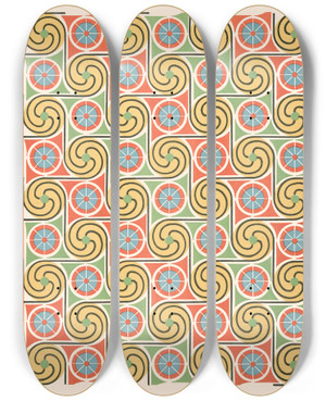 Triptych art skateboard deck of Gustave Jquier 35 Plafond Dotombeau De Nekhtmn N 87 by Gustave Jequier (1868-1946)