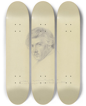Triptych art skateboard deck of Leopold Bode Bildnis Des Nikolaus Hoff by Leopold Bode (1831-1906)
