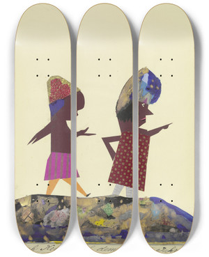 Triptych art skateboard deck of John Elsas Sieh Kind by John Elsas (1851-1935)