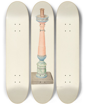 Triptych art skateboard deck of Edward Jewett Candlestick Ecclesiastical_2 by Edward Jewett (20-)