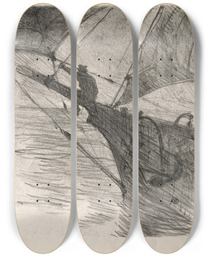 Triptych art skateboard deck of Henri De Toulouselautrec Oceano Nox by Henri de Toulouse-Lautrec (1864-1901)
