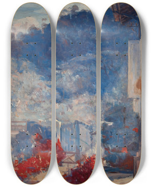 Triptych art skateboard deck of Eliseu Visconti Raios De Sol by Eliseu Visconti (1866-1944)