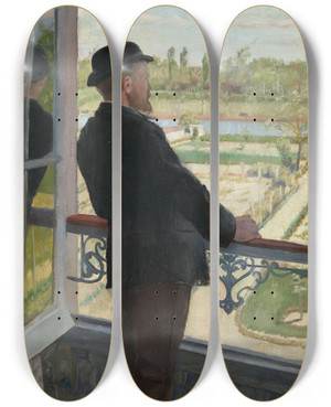 Triptych art skateboard deck of Christian Krohg Portrait Of The Swedish Painter Karl Nordstrm by Christian Krohg (1852-1925)