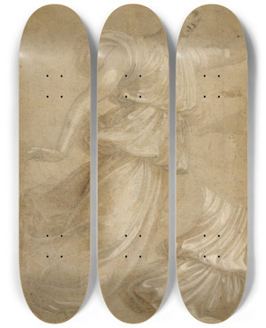 Triptych art skateboard deck of Innocenzo Da Imola Study Of An Angel And Of Drapery by Innocenzo da Imola (1490-1550)