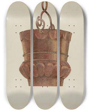 Triptych art skateboard deck of Dana Bartlett Copper Bucket by Dana Bartlett