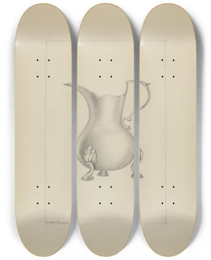 Triptych art skateboard deck of Hester Duany Silver Creamer_4 by Hester Duany (1891-1964)