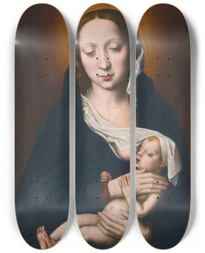 Triptych art skateboard deck of Ambrosius Benson Virgin And Child by Ambrosius Benson (1519-1550)