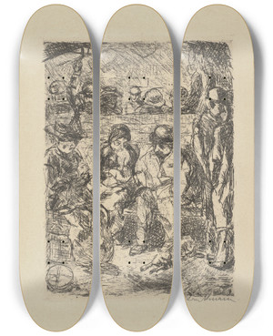 Triptych art skateboard deck of Max Beckmann Fourth Class Ii by Max Beckmann (1884-1950)