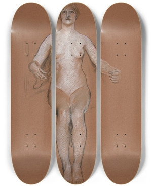 Triptych art skateboard deck of Edwin Austin Abbey Early Study For Figure Of Genius Of State In Apotheosis Of Pennsylvania Mural At The State Capitol Building In Harrisburg Pennsylvania by Edwin Austin Abbey (1852-1911)