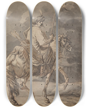 Triptych art skateboard deck of Aleksandr Orlovsky The Polish Rider by Aleksandr Orlovsky (1777-1832)