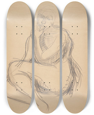 Triptych art skateboard deck of Harald Giersing Siddende Kvindelig Model_2 by Harald Giersing (1881-1927) Triptych art skateboard deck of Harald Giersing Siddende Kvindelig Model_2 by Harald Giersing (1881-1927)