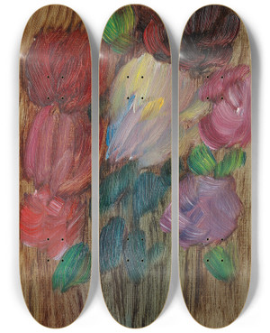 Triptych art skateboard deck of Alexej Von Jawlensky Grosses Stilleben Pfingstrosen In Dmmerung by Alexej Von Jawlensky (1864-1941)