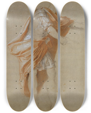 Triptych art skateboard deck of Louis Galloche Coriolanus Standing by Louis Galloche (1670-1761)