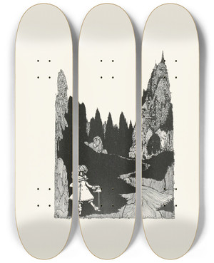 Triptych art skateboard deck of Harry Clarke Little Thumb by Harry Clarke (1889-1931)