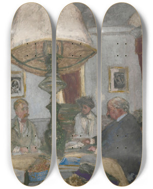 Triptych art skateboard deck of Douard Vuillard Sous La Grande Lampe Saintjacut by douard Vuillard (1868-1940)