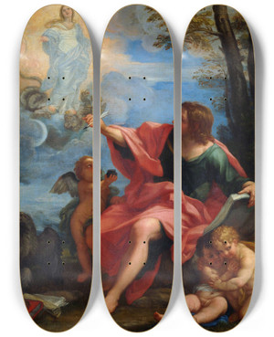 Triptych art skateboard deck of Carlo Maratti Saint John The Evangelist On Patmos by Carlo Maratti (1625-1713) Triptych art skateboard deck of Carlo Maratti Saint John The Evangelist On Patmos by Carlo Maratti (1625-1713)