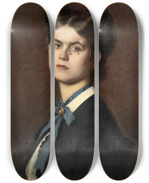Triptych art skateboard deck of Leopold Carl Mller Marie Mller Die Schwester Des Knstlers by Leopold Carl Muller (1834-1892)
