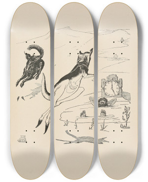 Triptych art skateboard deck of Rudyard Kipling Old Man Kangaroo At Five In The Afternoon by Rudyard Kipling (1865-1936)