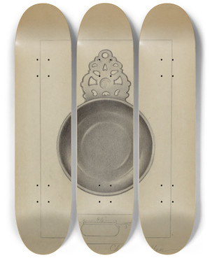 Triptych art skateboard deck of Charles Cullen Pewter Porringer_10 by Charles Cullen (20-)