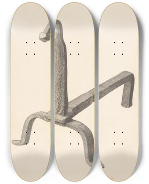 Triptych art skateboard deck of Jack Staloff Andiron One Of Pair_9 by Jack Staloff Triptych art skateboard deck of Jack Staloff Andiron One Of Pair_9 by Jack Staloff