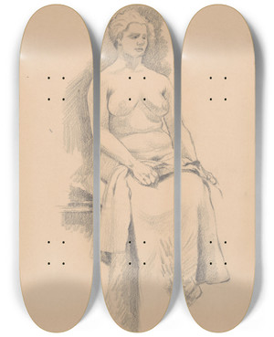 Triptych art skateboard deck of Tefan Polkorb Sketchbook With Nudes_7 by Stefan Polkorab