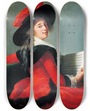 Triptych art skateboard deck of Elisabeth Louise Vige Le Brun Baronne De Crussol by Elisabeth Louise Vigee Le Brun (1755-1842)