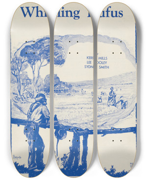 Triptych art skateboard deck of Albert Wilfred Barbelle Whistling Rufus by Albert Wilfred Barbelle (1887-1957)