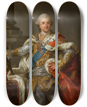 Triptych art skateboard deck of Marcello Bacciarelli Portrait Of Stanislaus Augustus Poniatowski In Coronation Robes by Marcello Bacciarelli (1731-1818)