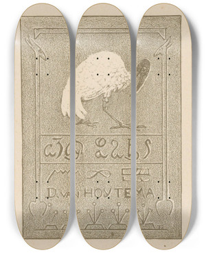 Triptych art skateboard deck of Theo Van Hoytema Ex Libris Van Dominicus Van Hoytema by Theo Van Hoytema (1863-1917)