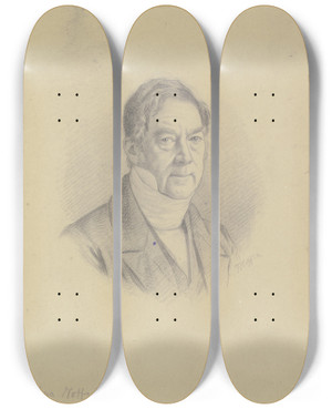 Triptych art skateboard deck of Johann Jakob Hoff Bildnis Johann Jeremias Hoff Vater Des Knstlers_2 by Johann Jakob Hoff (1838-1892)