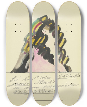 Triptych art skateboard deck of John Elsas Es Hat Die Schnheit Grosses Recht by John Elsas (1851-1935)