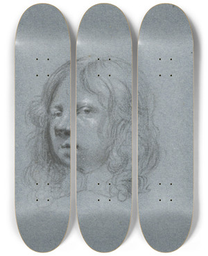 Triptych art skateboard deck of Moses Ter Borch Zelfportret Van Moses Ter Borch Naar Links by Moses Ter Borch (1645-1667)