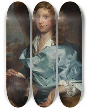Triptych art skateboard deck of Gerard Soest Portrait Of A Young Gentleman Of The Ashleycooper Family by Gerard Soest (1600-1681)