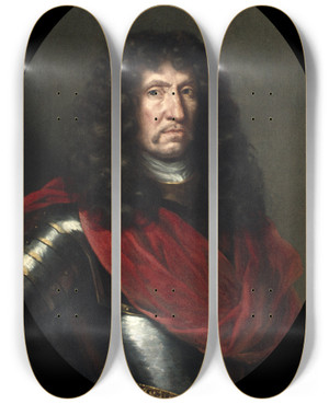 Triptych art skateboard deck of David Klcker Ehrenstrahl Erik Dahlberg 16251703 by David Klocker Ehrenstrahl (1628-1698)