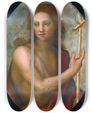 Triptych art skateboard deck of Florentine School Saint John The Baptist by Florentine School