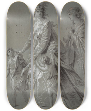 Triptych art skateboard deck of Heinrich Friedrich Fger Josepha Hortensia Fger Mit Ihren Kindern Als Medea by Heinrich Friedrich Fger (1751-1818)
