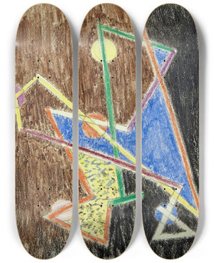 Triptych art skateboard deck of Lszl Moholynagy Sans Titre Farbenexplosion Protest Der Farbe by Laszlo Moholy Nagy (1895-1946)