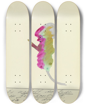 Triptych art skateboard deck of John Elsas Es Wackelt Die Erde In Griechenland by John Elsas (1851-1935)