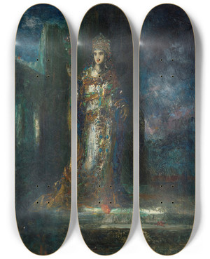 Triptych art skateboard deck of Gustave Moreau La Fiance De La Nuit by Gustave Moreau (1826-1898)