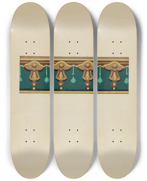 Triptych art skateboard deck of John Garay Wall Paper Border_1 by John Garay
