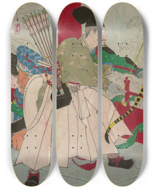 Triptych art skateboard deck of Tsukioka Yoshitoshi Rygj_2 by Tsukioka Yoshitoshi (1839-1892)