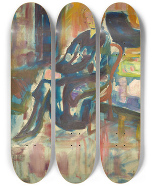 Triptych art skateboard deck of Edvard Munch Sittende Ung Kvinne by Edvard Munch (1863-1944)