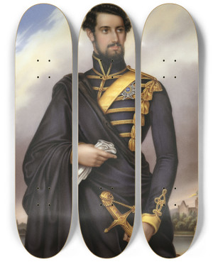 Triptych art skateboard deck of Gotthelf Rudolf Asel Karl Xv 18261872 King Of Sweden by Gotthelf Rudolf Asel